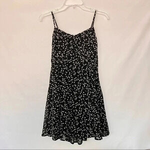 Floral Print Mini Tied Black White Sheer Fully Lined Flowy